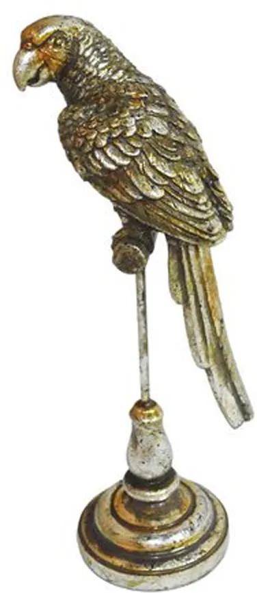 Escultura Decorativa de Prata em Formato de Pássaro - 27x8x9cm