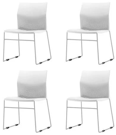 Kit 4 Cadeiras Connect Assento Branco Base Fixa Cinza - 57592 Sun House