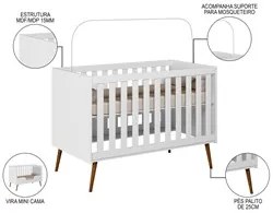 Berço Americano Mini Cama Retrô Aurora P14 Branco - Mpozenato