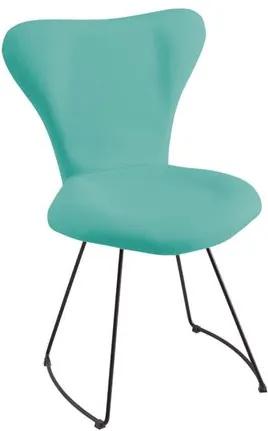 Cadeira Estofada Jacobsen com Pés Aço Preto - Azul Turquesa