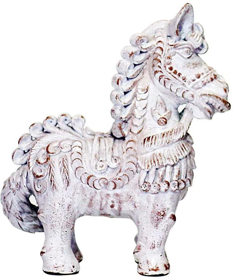Estatueta Cavalo em Cerâmica Branco