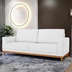 Sofá 3 Lugares 200cm Living Sala de Estar Kayrós D05 Sintético Branco