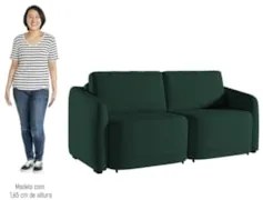 Sofá Cama Casal para Sala 196cm Polska Z08 Veludo Verde - Mpozenato