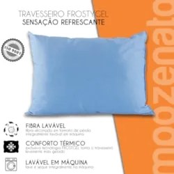 Travesseiro Frio Lavável Macio 100% Poliéster Frostygel Azul - Fibrasc