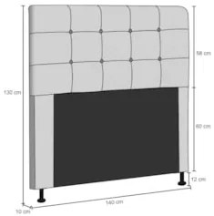 Cabeceira Cama Box Casal 140cm Safira Sintético Bege Z51 - Mpozenato