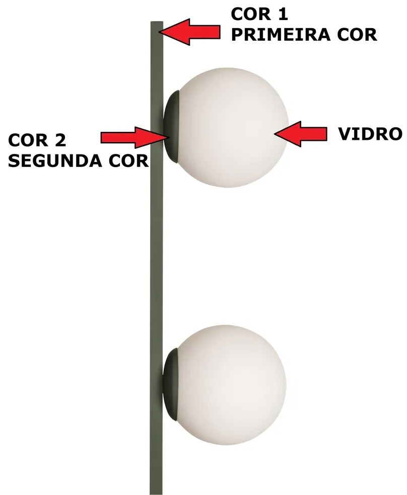 Luminaria De Chão Dama Ø24,5X160Cm 2Xg9 / Globo Ø12Cm / Coluna | Usina... (ND-B - Nude Brilho, Clear)