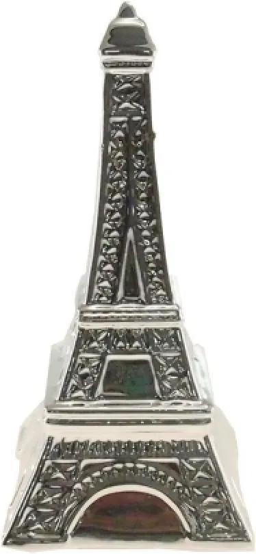 Cofre Decorativo Torre Eiffel Prata em Cerâmica - 20x10 cm