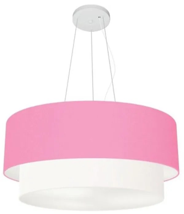 Lustre Pendente Duplo Cilíndrico Vivare Md-4179 Cúpula Tecido 70x60cm - Bivolt