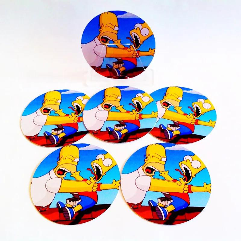 Conjunto com 6 Porta Copos Redondos Simpsons Estrangular no Telhado
