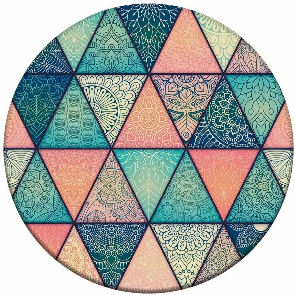 Tapete Love Decor Redondo Wevans Mandalas em Triângulo Multicolorido 94cm