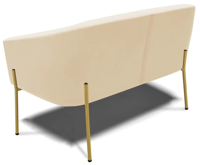 Sofá 2 Lugares Namoradeira Pé de Ferro Dourado Stella Suede D03 - D'Rossi - Bege
