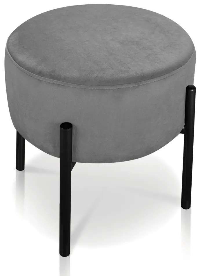 Puff Banqueta Decorativo Industrial Preto Iron Suede Grafite D03 - D'Rossi