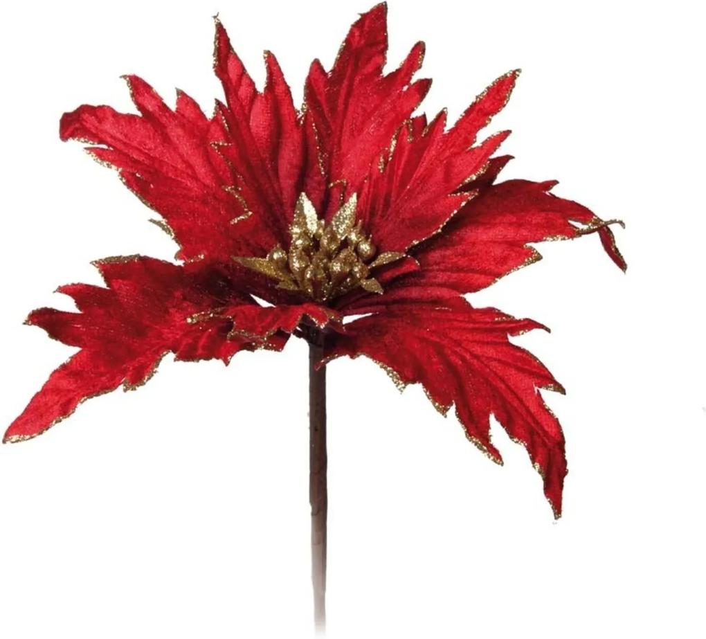 Flor artificial decoração natal poinsetia glitter vermelha