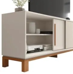 Rack Bancada Para TV 65 Pol 180cm Lucca Off White/Freijó C01 - Mpozena