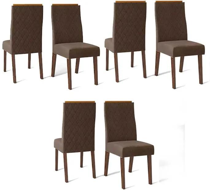 Conjunto 6 Cadeiras Cássia Rústico Malbec Tecido Veludo Moca
