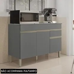 Balcão Gabinete para Pia sem Tampo 150cm Lina K02 Gris - Mpozenato