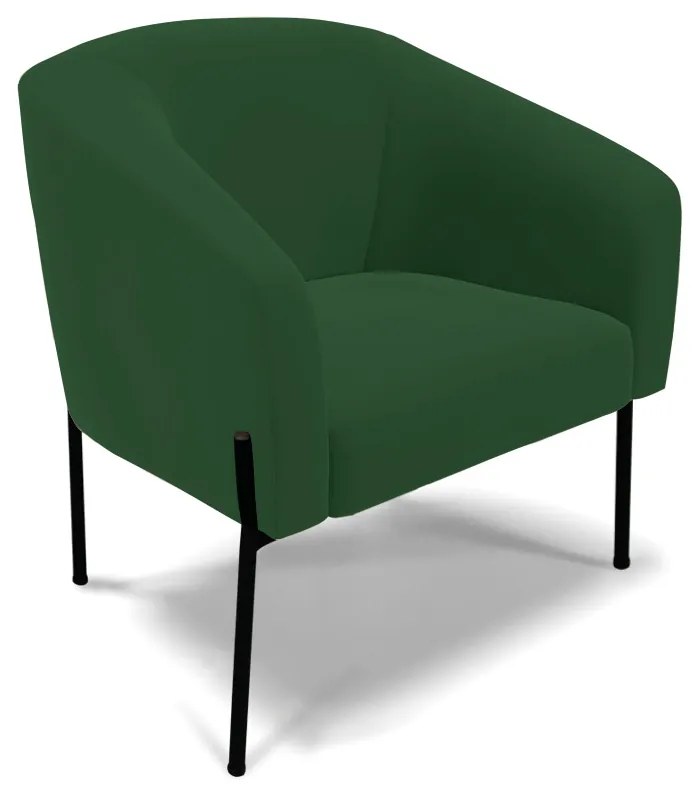 Poltrona Decorativa Pé de Ferro Preto Stella Suede Veludo D03 - D'Rossi - Verde