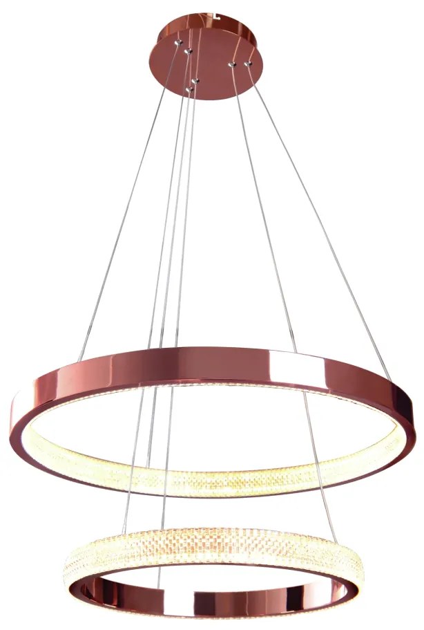 Pendente Intense Duo Anel Redondo Duplo Ø60 E Ø40Cm Led 54W 3000K Bivo... (RG-P = Rose Gold Polido)