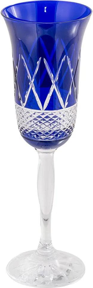 Taça de Cristal Para Champanhe 150ml Azul Lodz