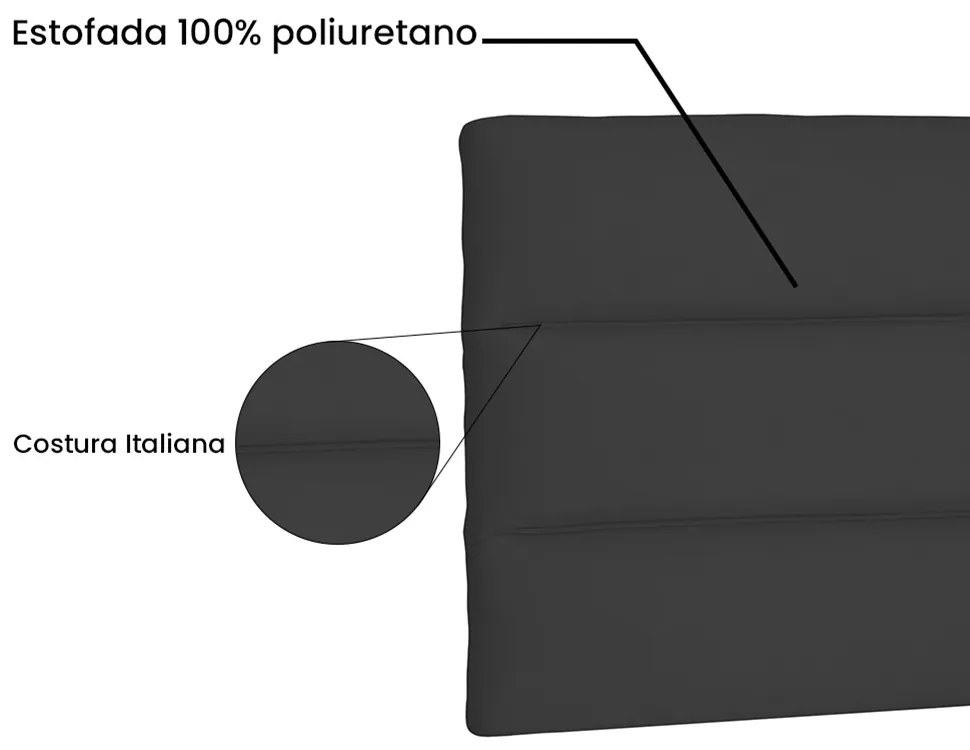 Cabeceira Painel La Italiana Para Cama Box Solteiro 90 cm Suede Preto - D'Rossi