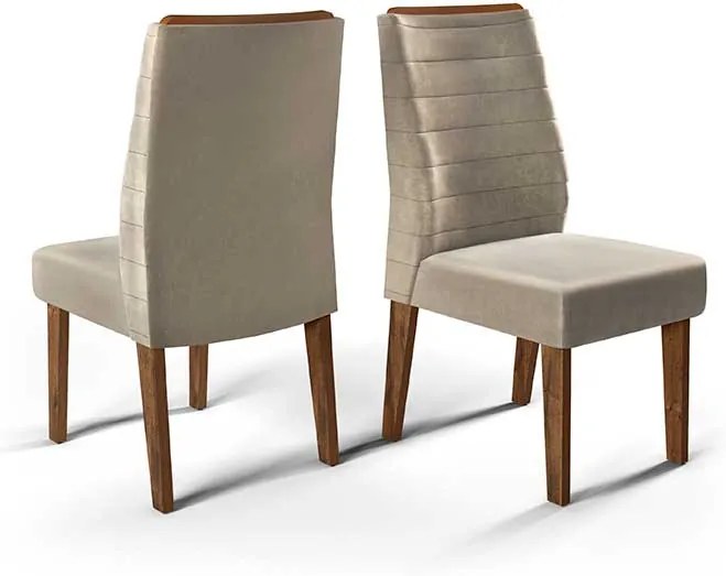 Conjunto 2 Cadeiras Curvata Rústico Malbec Tecido Veludo Kraft