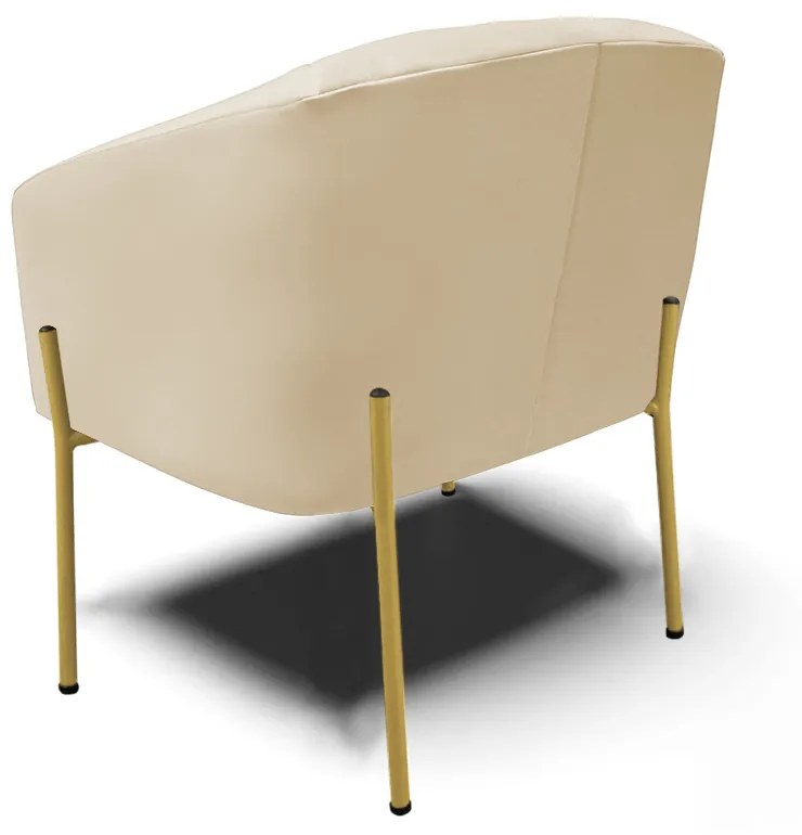 Poltrona Decorativa Pé de Ferro Dourado Stella Sintético D03 - D'Rossi - Bege