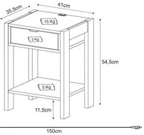 Mesa de Cabeceira 1 Gaveta AZ1016 Branco - Tecno Mobili