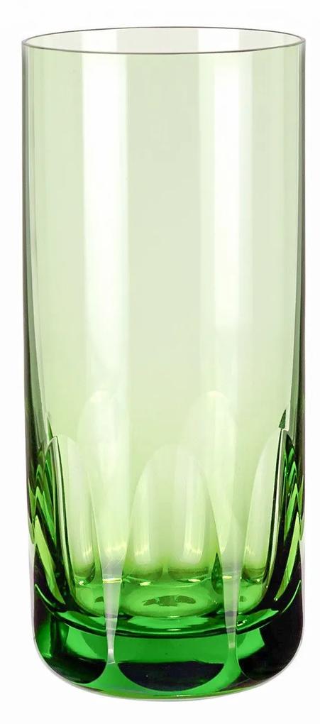 Copo de Cristal Lapidado Artesanal Long Drink - Verde Claro - 45