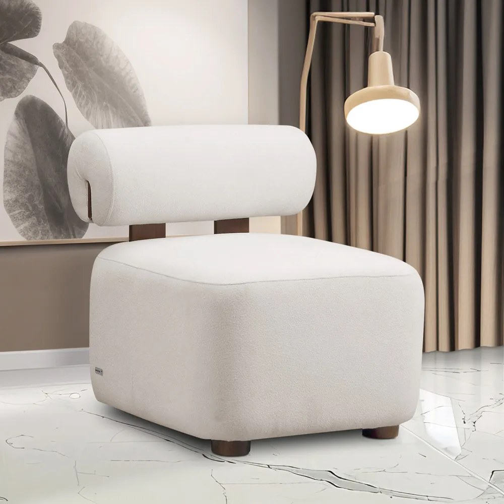 Poltrona Decorativa para Sala Kit 2 Helora Bouclê Cinza Claro E03 - D'Rossi
