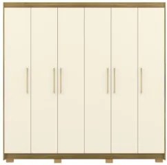 Guarda Roupa Casal 223cm 6 Portas Pako Nature/Champanhe V02 - Mpozenat