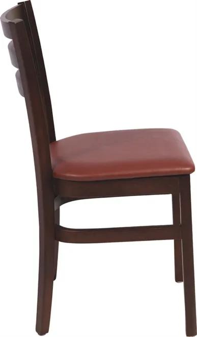 Cadeira sem braços de madeira tauari com estofado vinho e acabamento tabaco Tramontina 14202436