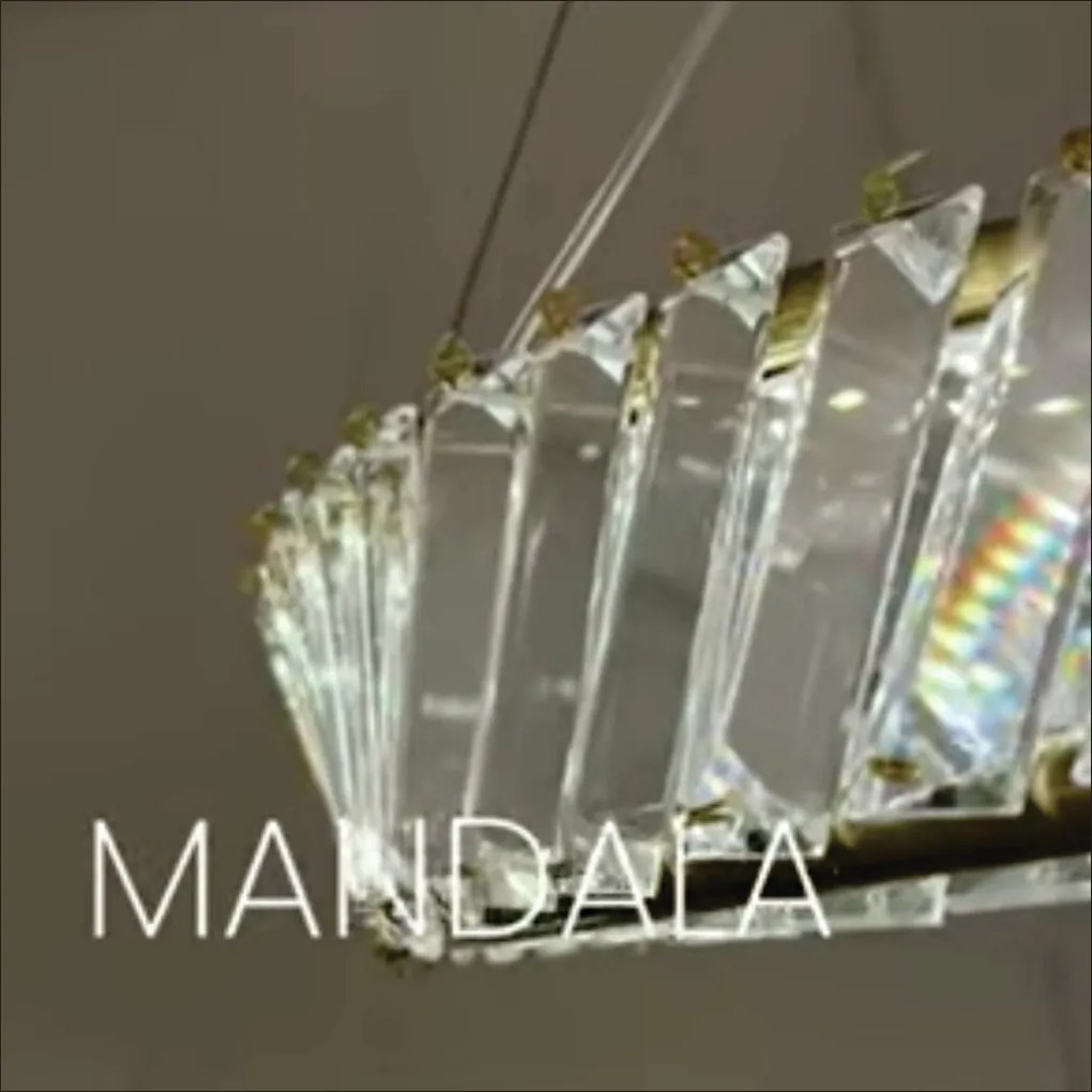 Pendente Mandala Ø50X8Cm Led 30W 3000K Bivolt Alumínio Dourado Cristai...