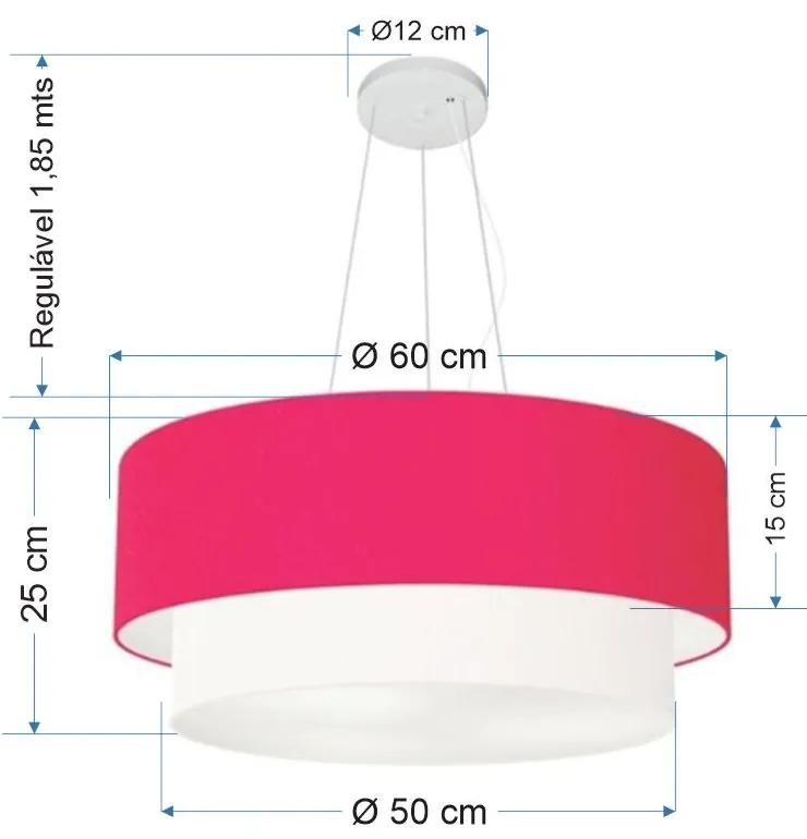 Pendente Cilíndrico Pink e Branco MJ-4082 Para Mesa de Jantar e Estar