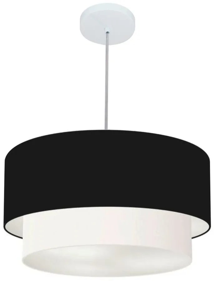 Pendente Cilíndrico Preto e Branco MJ-4351 Para Mesa de Jantar e Estar