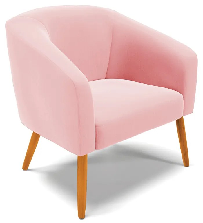 Poltrona Decorativa Pé Palito Castanho kit 2 Stella Suede D03 - D'Rossi - Rosa Bebê
