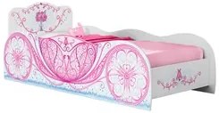 Cama Carruagem Infantil Princess M08 Branco/Rosa Acetinado - Mpozenato