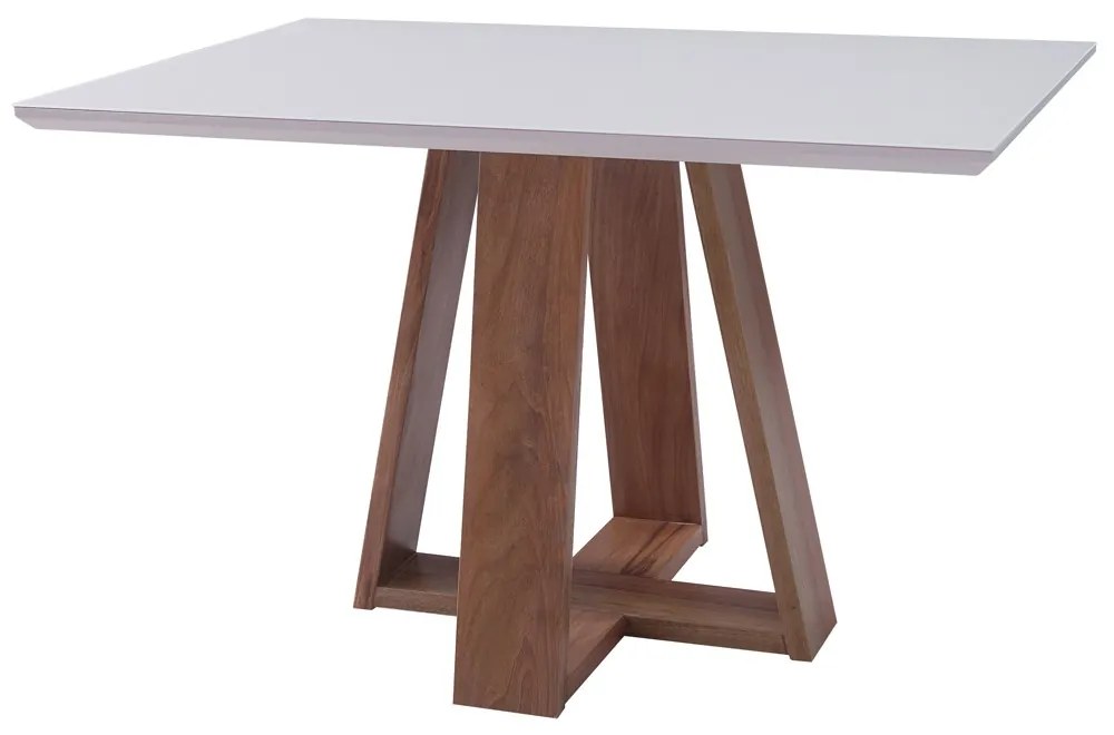 Mesa de Jantar Shell 150x150 cm com Tampo de Vidro Off White G55 - Gran Belo