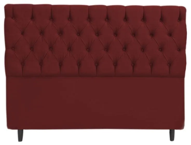 Cabeceira com Calçadeira Baú Queen 160cm Nicole Suede Bordô - Sheep Estofados - Vermelho escuro