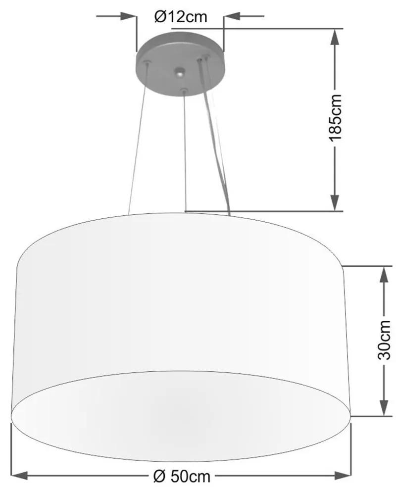 Lustre Pendente Cilíndrico Md-4189 Cúpula em Tecido 50x30cm Branco - Bivolt