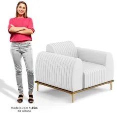 Poltrona Decorativa Base Gold Molino D06 PU C-12 Branco - Mpozenato