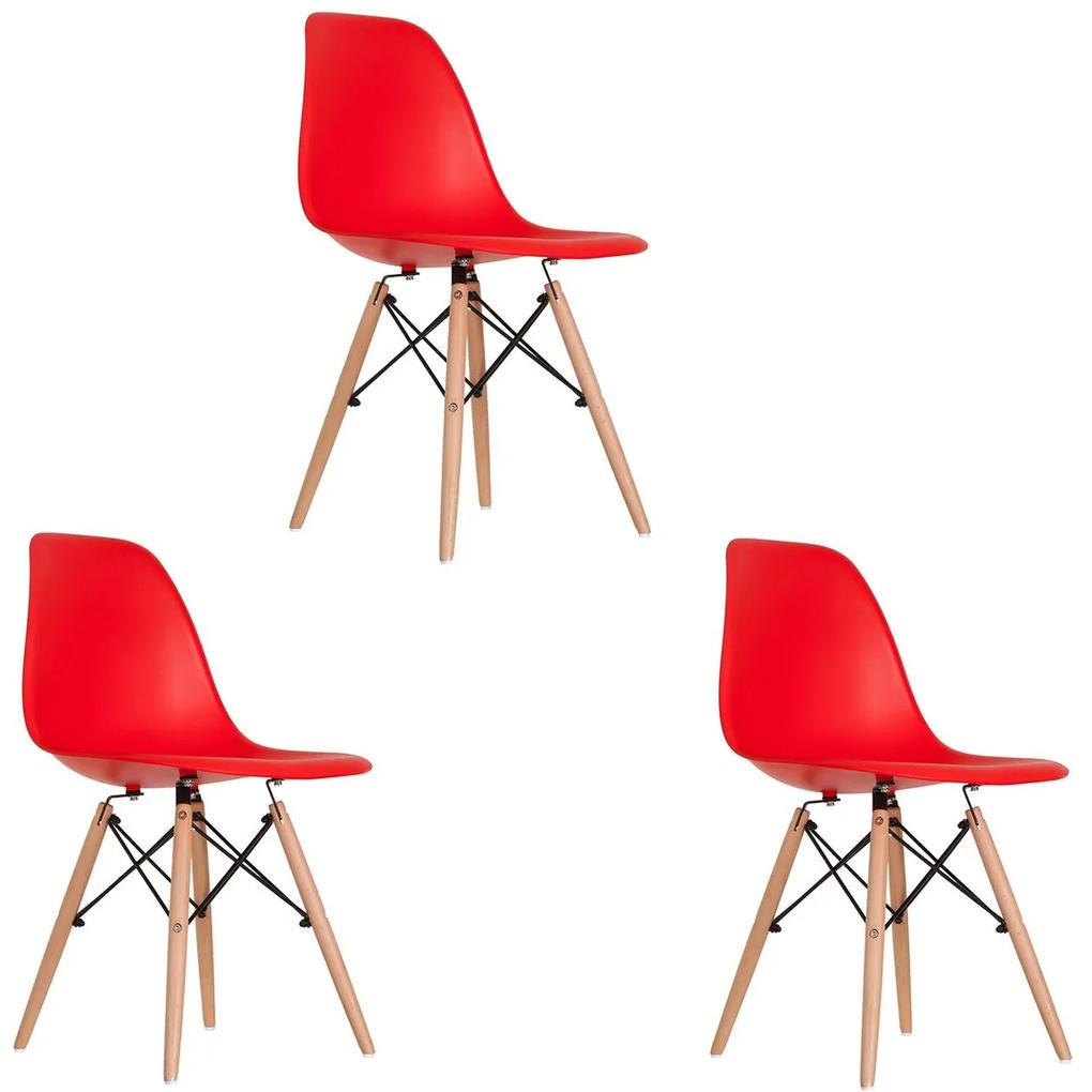 Conjunto 3 Cadeiras Eames Vermelha Dsw - Empório Tiffany
