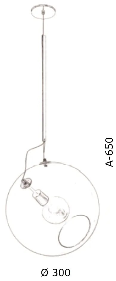 Pendente Globo Inclinado Ø30X65Cm Metal E Globo Ø30Cm 01Xe27 |Old Arti... (ROSE FOSCO, AMBAR)