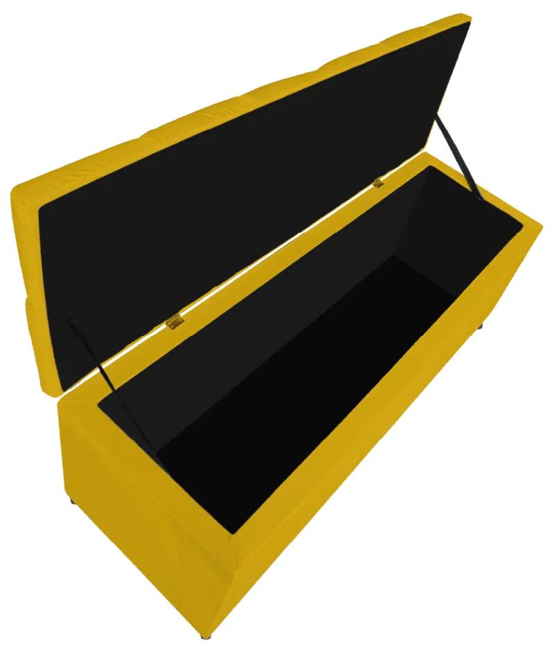 Calçadeira Estofada Liverpool 90 cm Solteiro Corano Amarelo - ADJ Decor