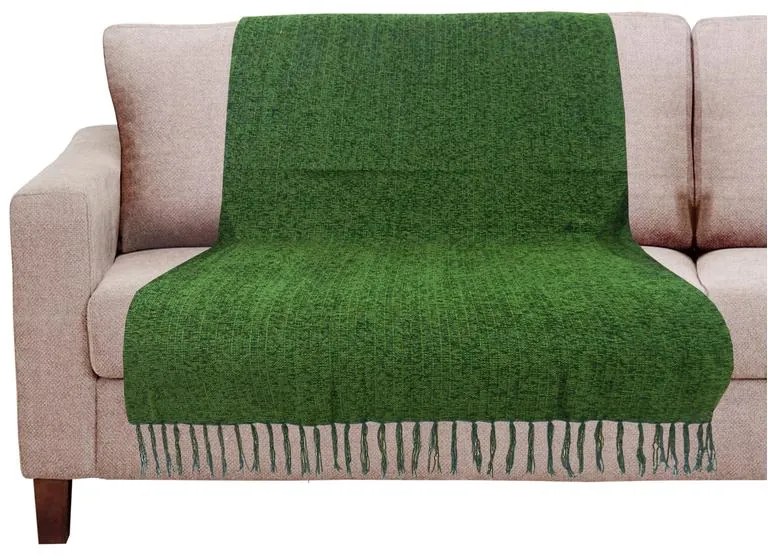 Xale de Sofá Artesanal Tear em Chenille 1,80x1,20m - Verde Escuro