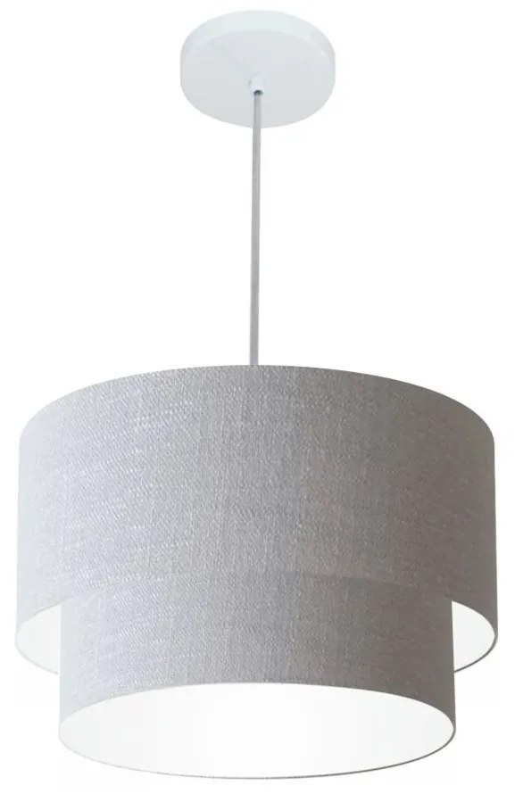 Lustre Pendente Duplo Cilíndrico Vivare Md-4350 Cúpula em Tecido 45x40cm - Bivolt