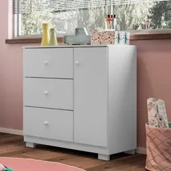 Cômoda Infantil 100% MDF 1 Porta e 3 Gavetas Duda Branco     - Phoenix