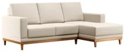 Sofá Living 200cm 3 Lugares Com Chaise Direito Kayrós D05 Linho Bege -