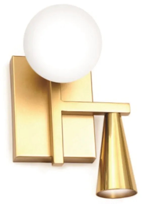 Arandela Swilver Mista Cone Fixo E Globo 13X14X20Cm Globo Ø08Cm 2Xg9 -... (COBRE FOSCO, FOSCO (Branco))