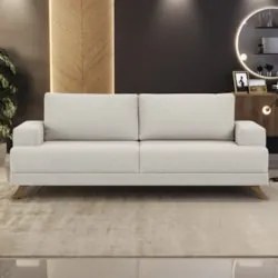 Sofá 2 Lugares 160cm Living Pés Curvos Santi D05 Bouclé Creme - Mpozen