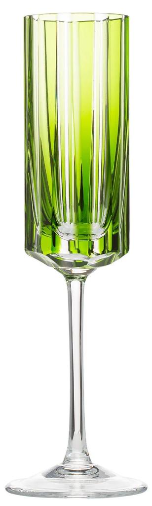 Taça de Cristal Lapidado P/ Champagne Verde Claro - 18